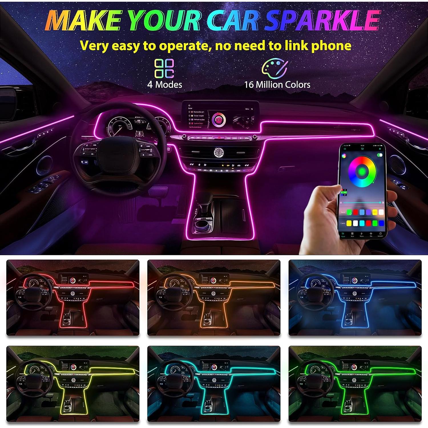 Luces LED de tira Fimker 5 en 1 RGB para coche con control app