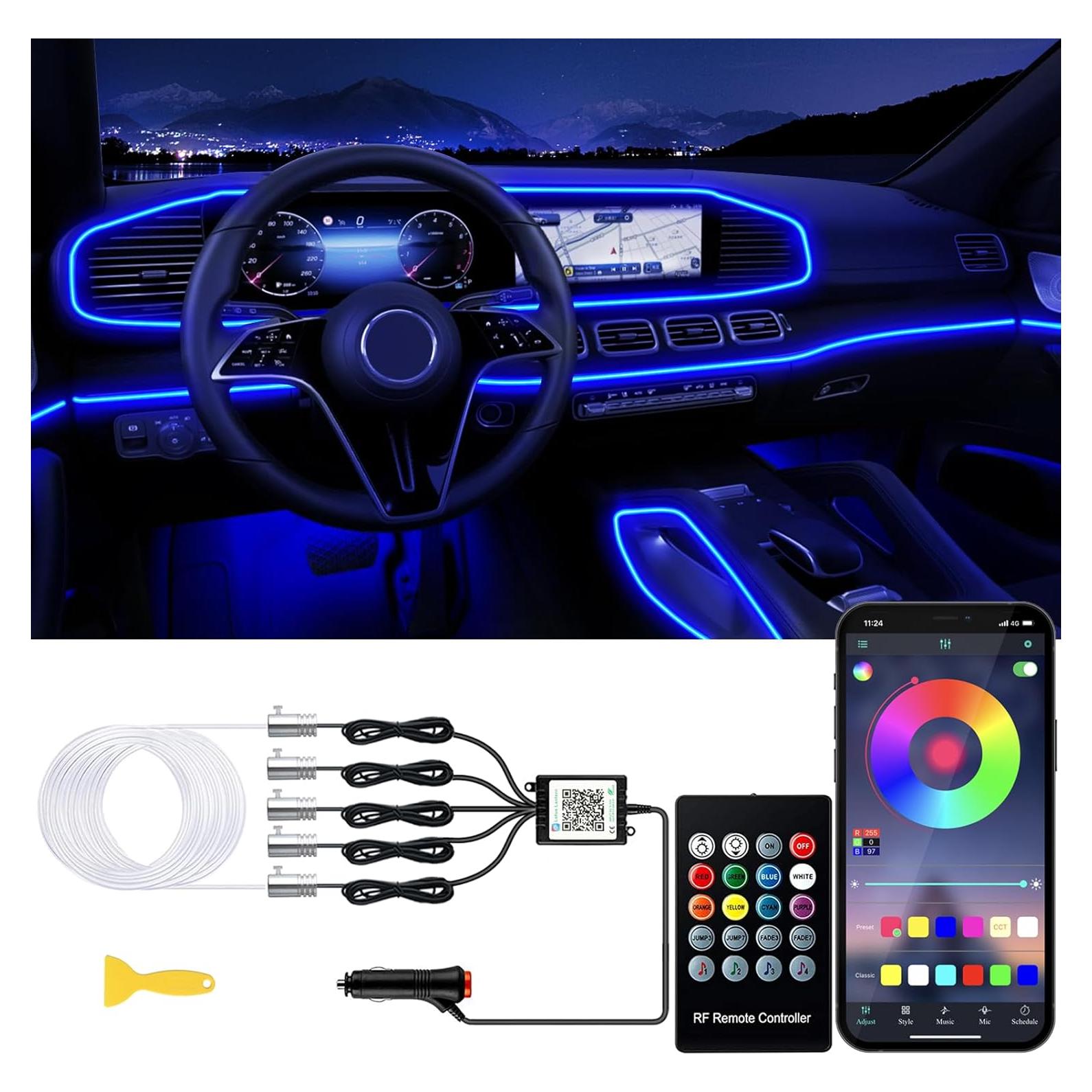 Luces LED de Tira Jushope 5 en 1 RGB 600 cm para Coche