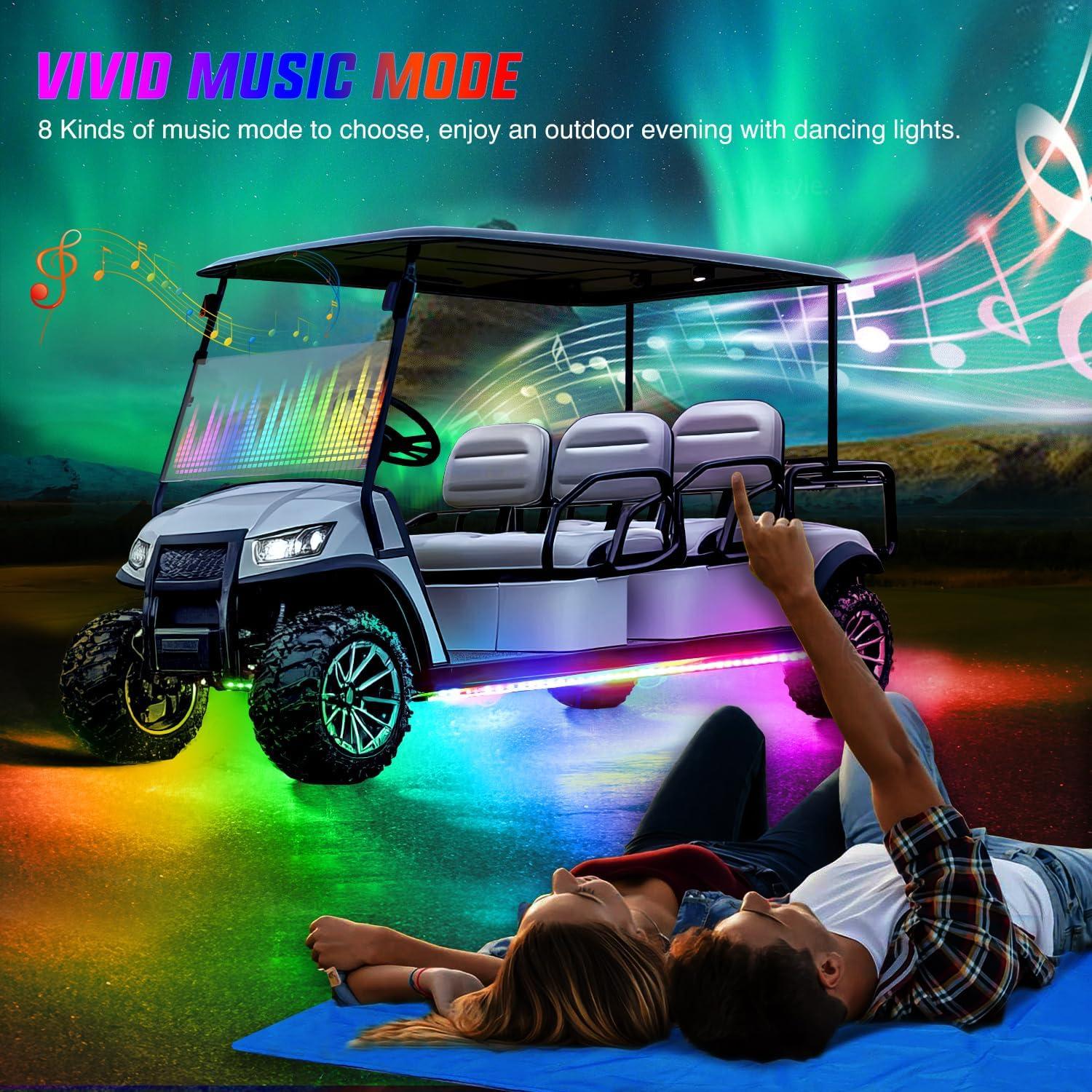 Nilight Tira de Luz LED para Carro de Golf 2PCS RGB 12-66V