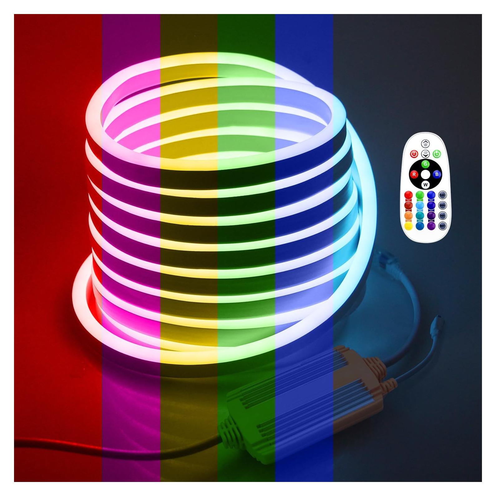 Tira de Luz Neón RGB 5M LED Impermeable 80 LEDs/M Control Remoto
