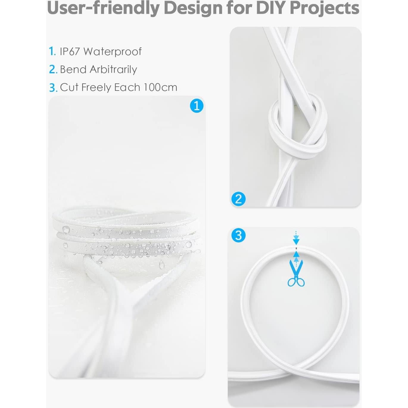 Tira de Luz Neón RGB 5M LED Impermeable 80 LEDs/M Control Remoto