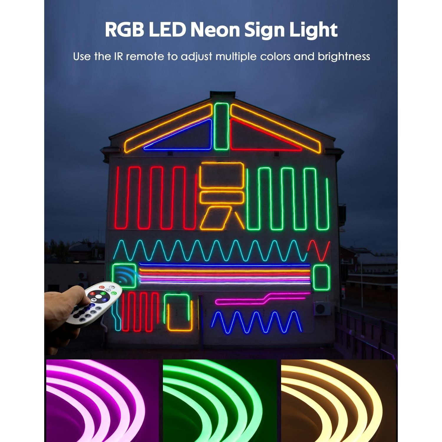 Tira de Luz Neón RGB 5M LED Impermeable 80 LEDs/M Control Remoto