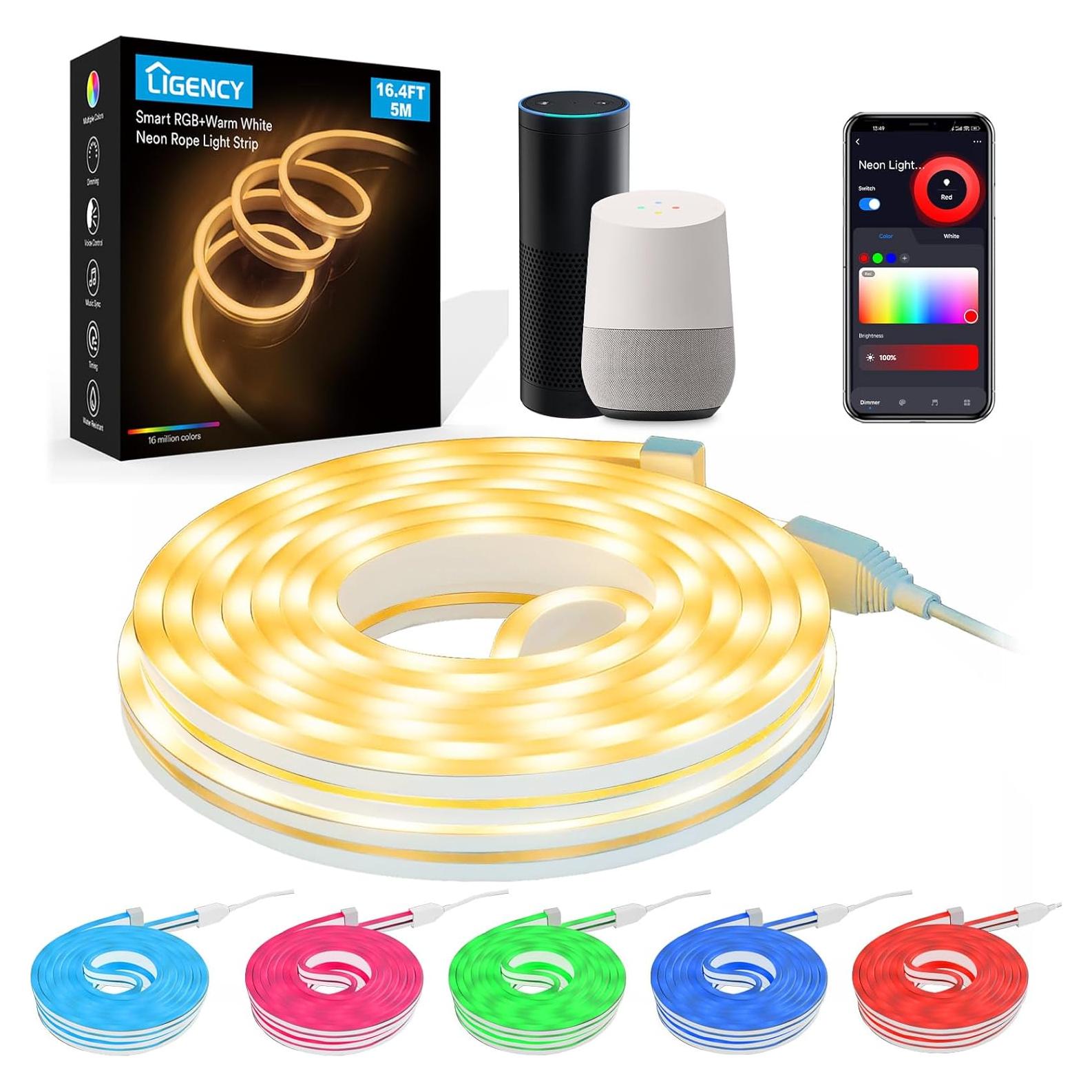 Tira LED Neón Inteligente Ligency 5m RGBW Control Alexa