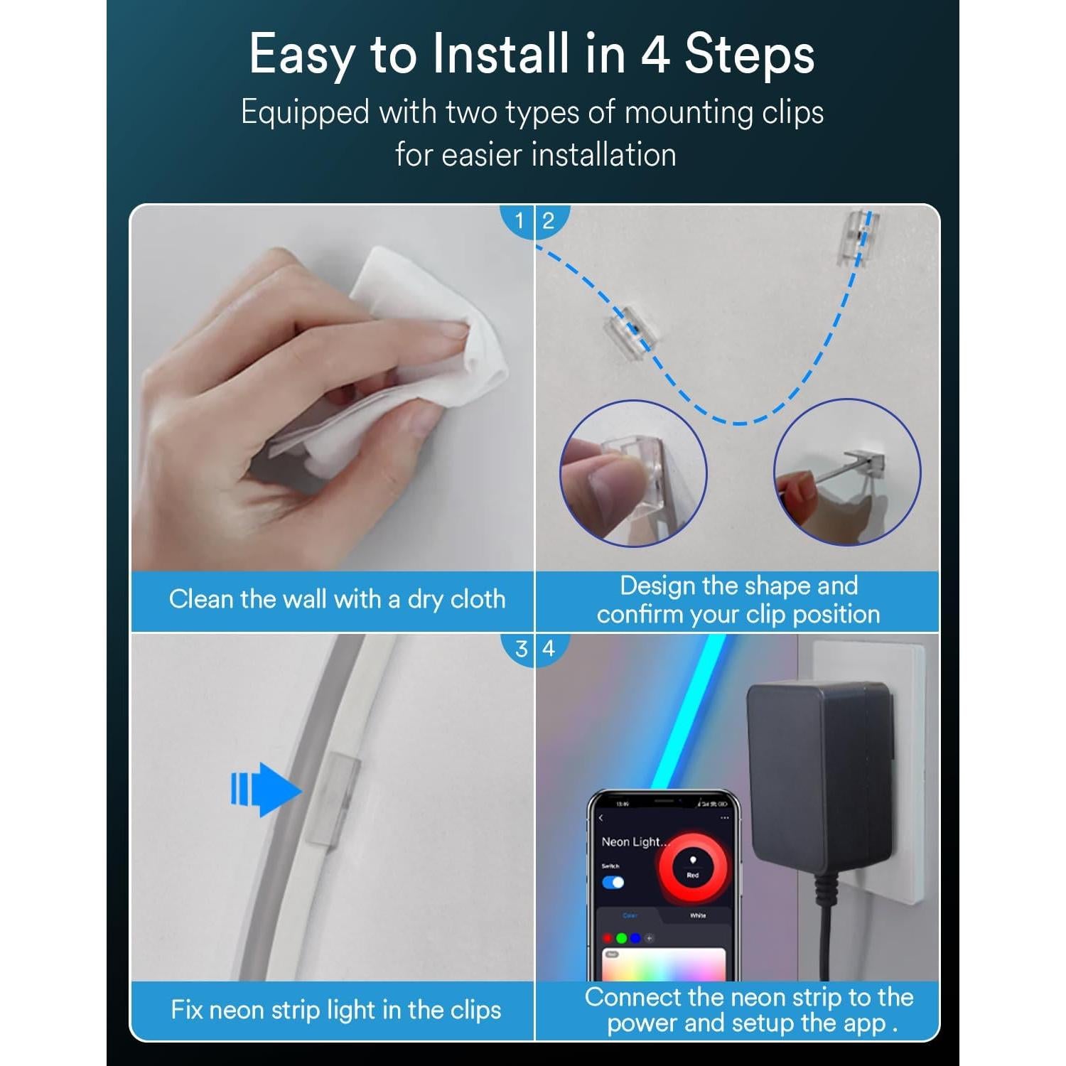 Tira LED Neón Inteligente Ligency 5m RGBW Control Alexa