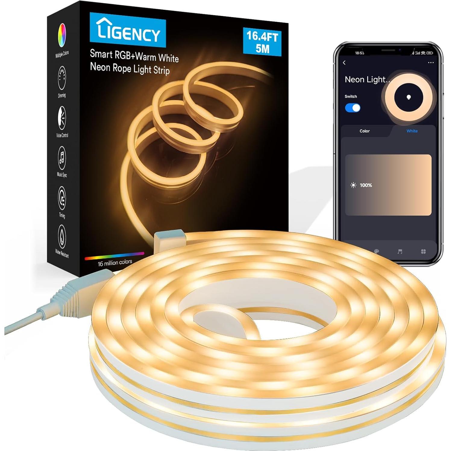 Tira LED Neón Inteligente Ligency 5m RGBW Control Alexa