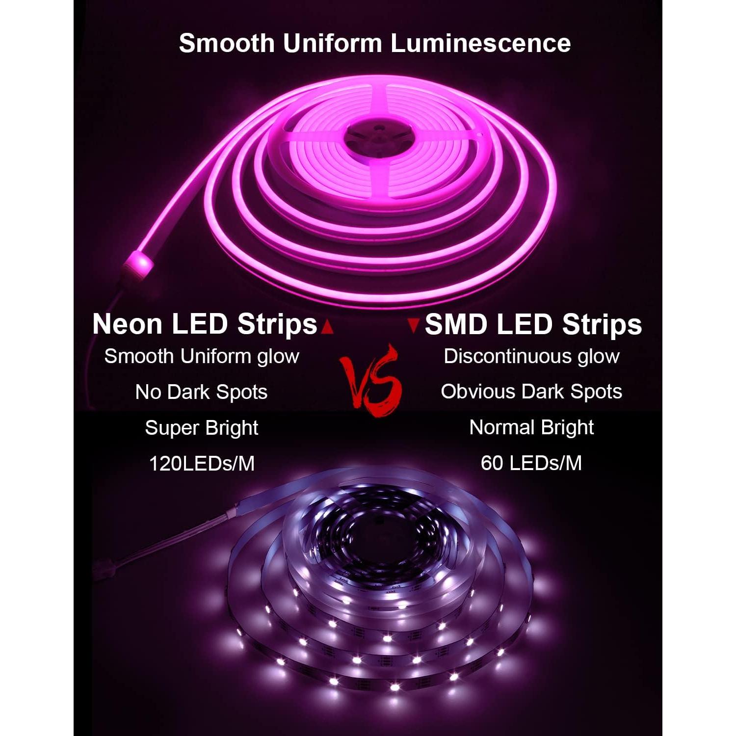 Tira de Luces LED Neón Rosa ALITOVE 5M Regulable IP67