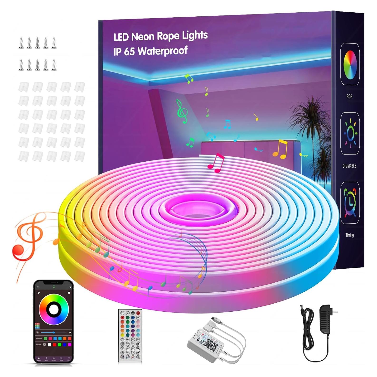 Tira LED Neón 10M NBBUFF RGB Control Remoto y App