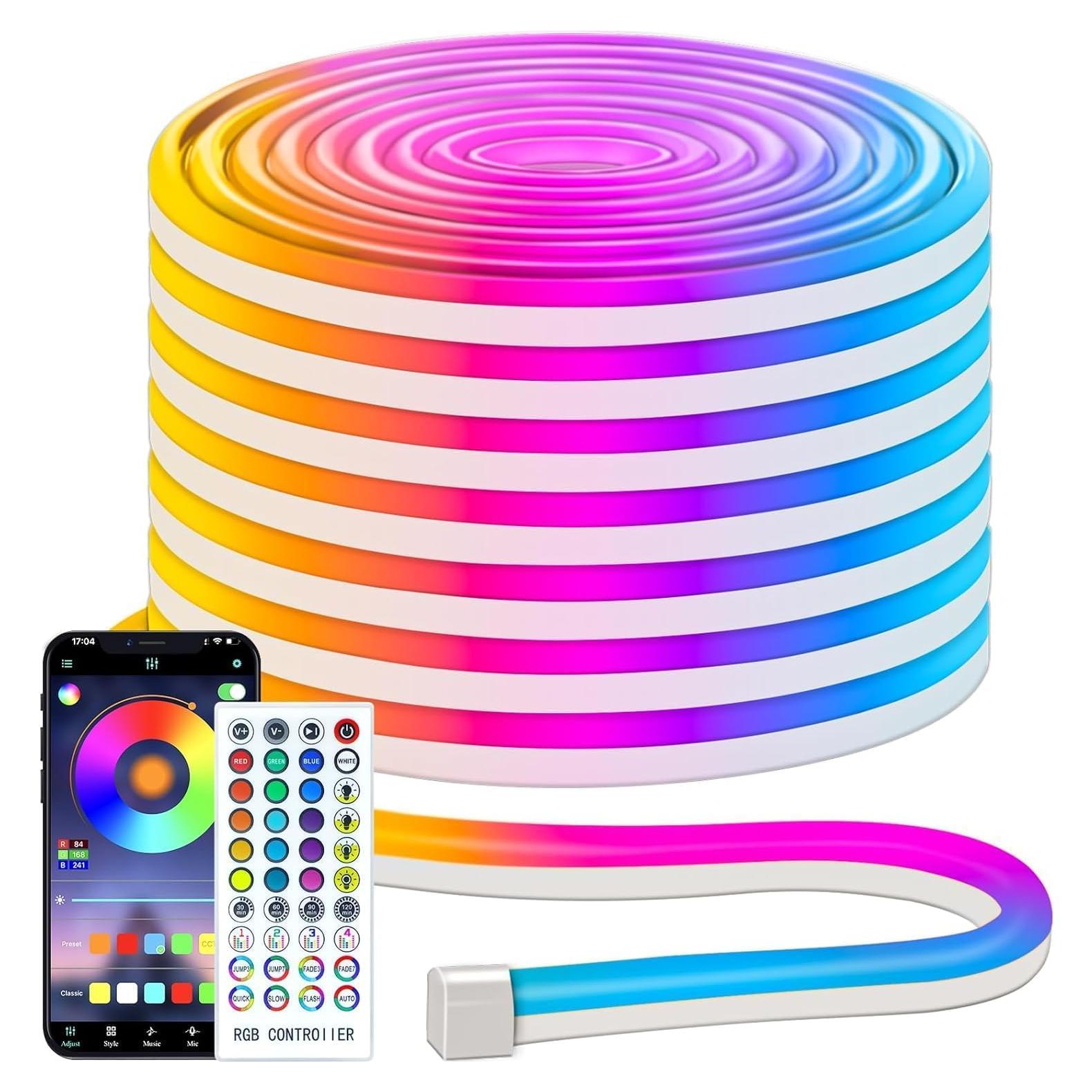 Tira LED Neón RGB 15m CCILAND con Control APP y Sincronización Musical