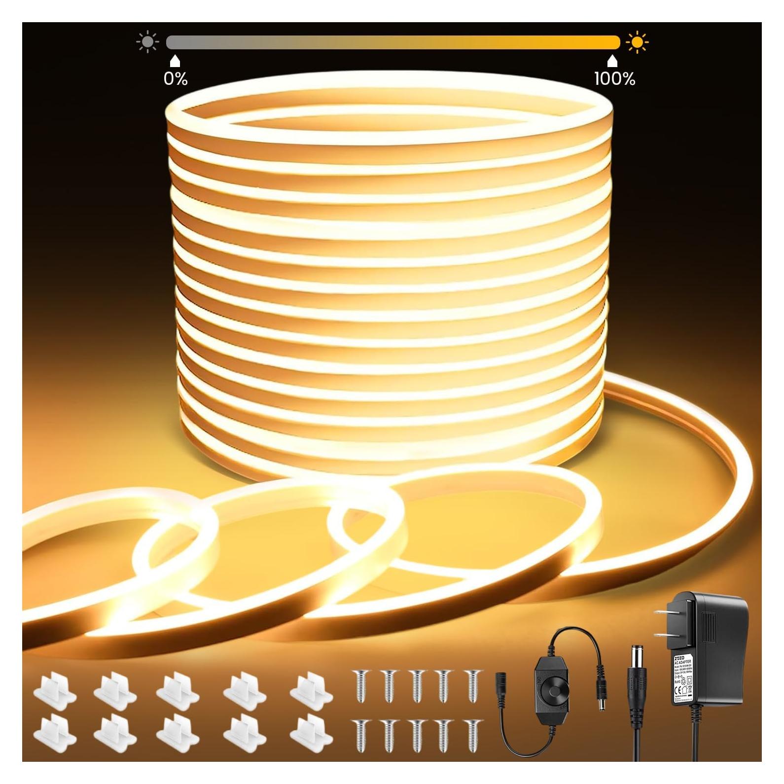 Tira de luz LED de neón 5m NoeiiT 2700K blanco cálido IP67