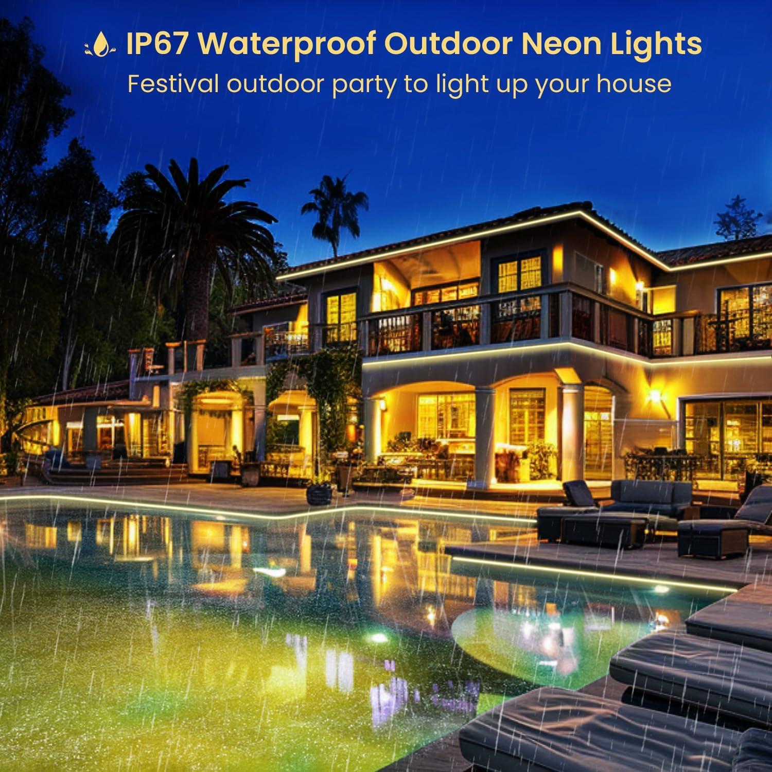 Tira de luz LED de neón 5m NoeiiT 2700K blanco cálido IP67