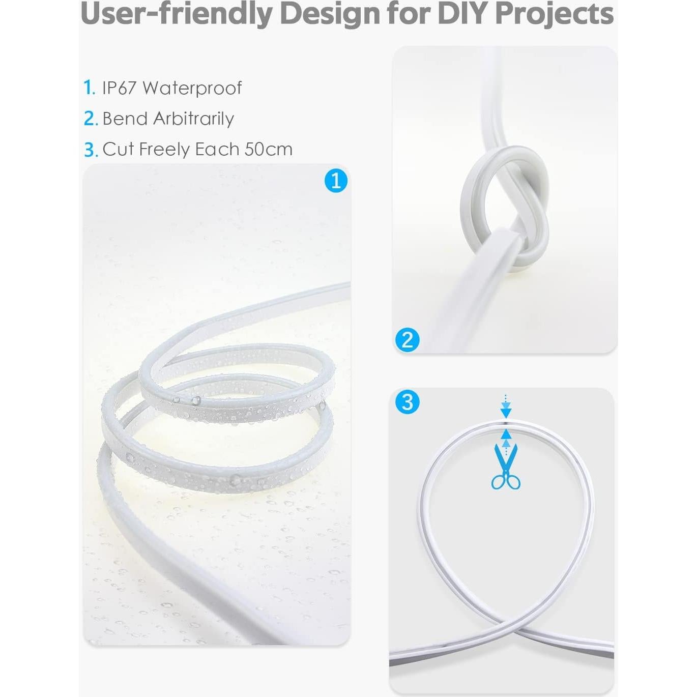 Tira de Luz Neón LED Azul 5M 120 LEDs/M Impermeable