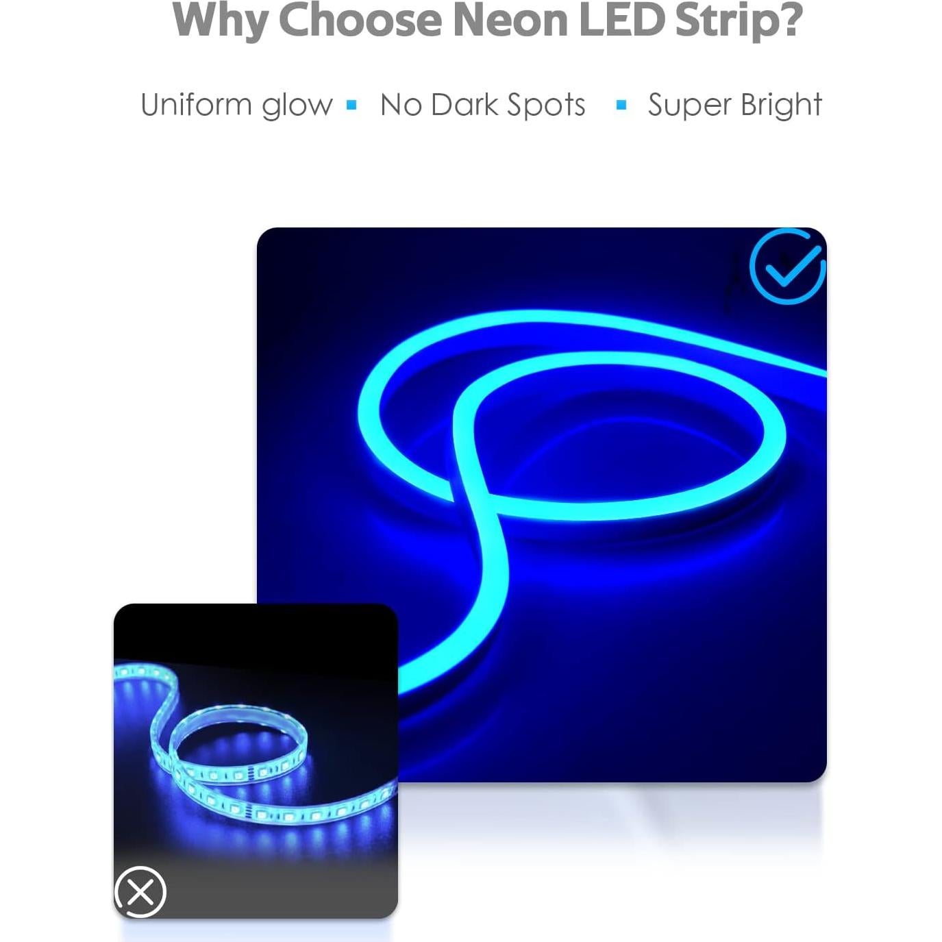 Tira de Luz Neón LED Azul 5M 120 LEDs/M Impermeable