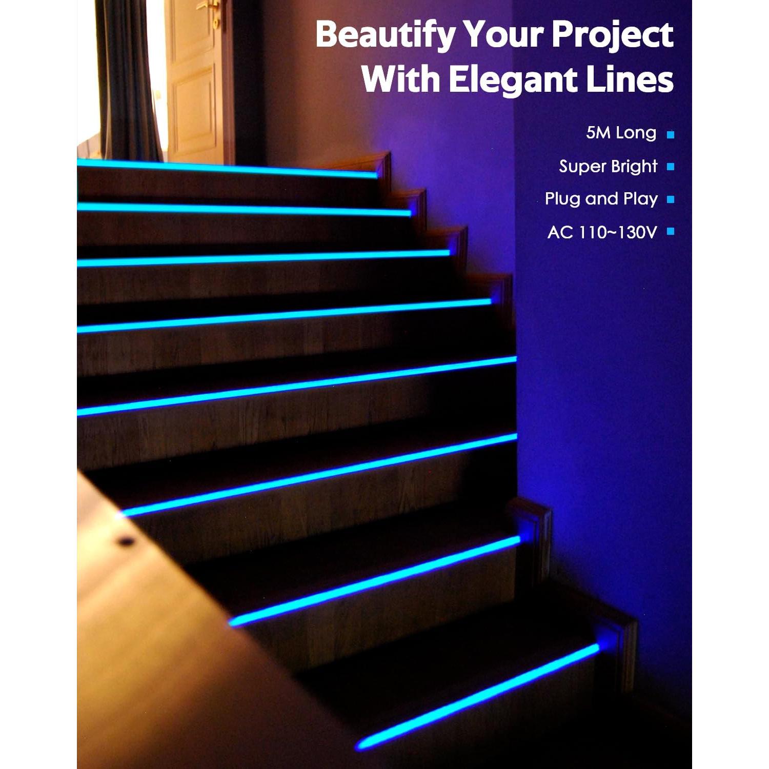 Tira de Luz Neón LED Azul 5M 120 LEDs/M Impermeable