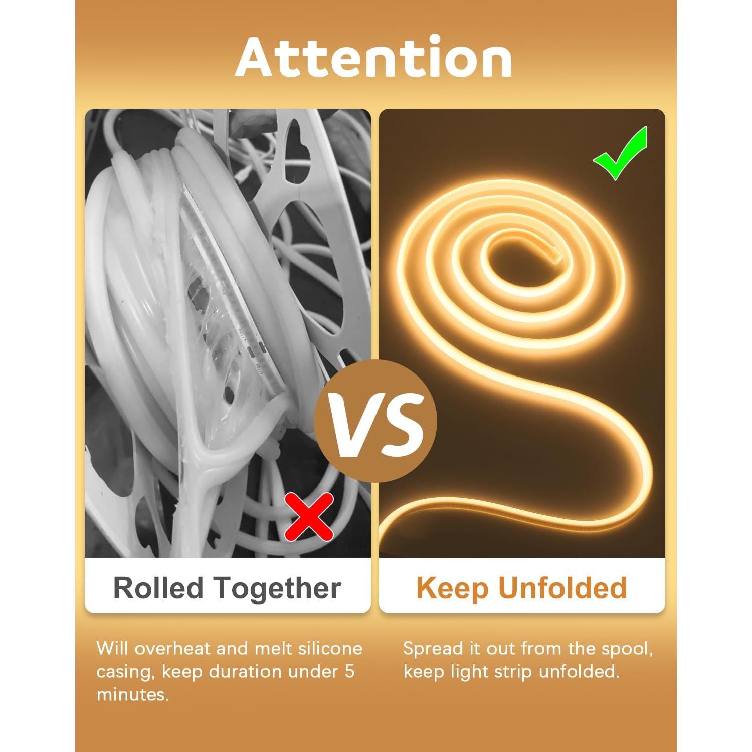 Tira LED COB 5M Blanco Cálido 3000K IP67 ALITOVE para Exterior