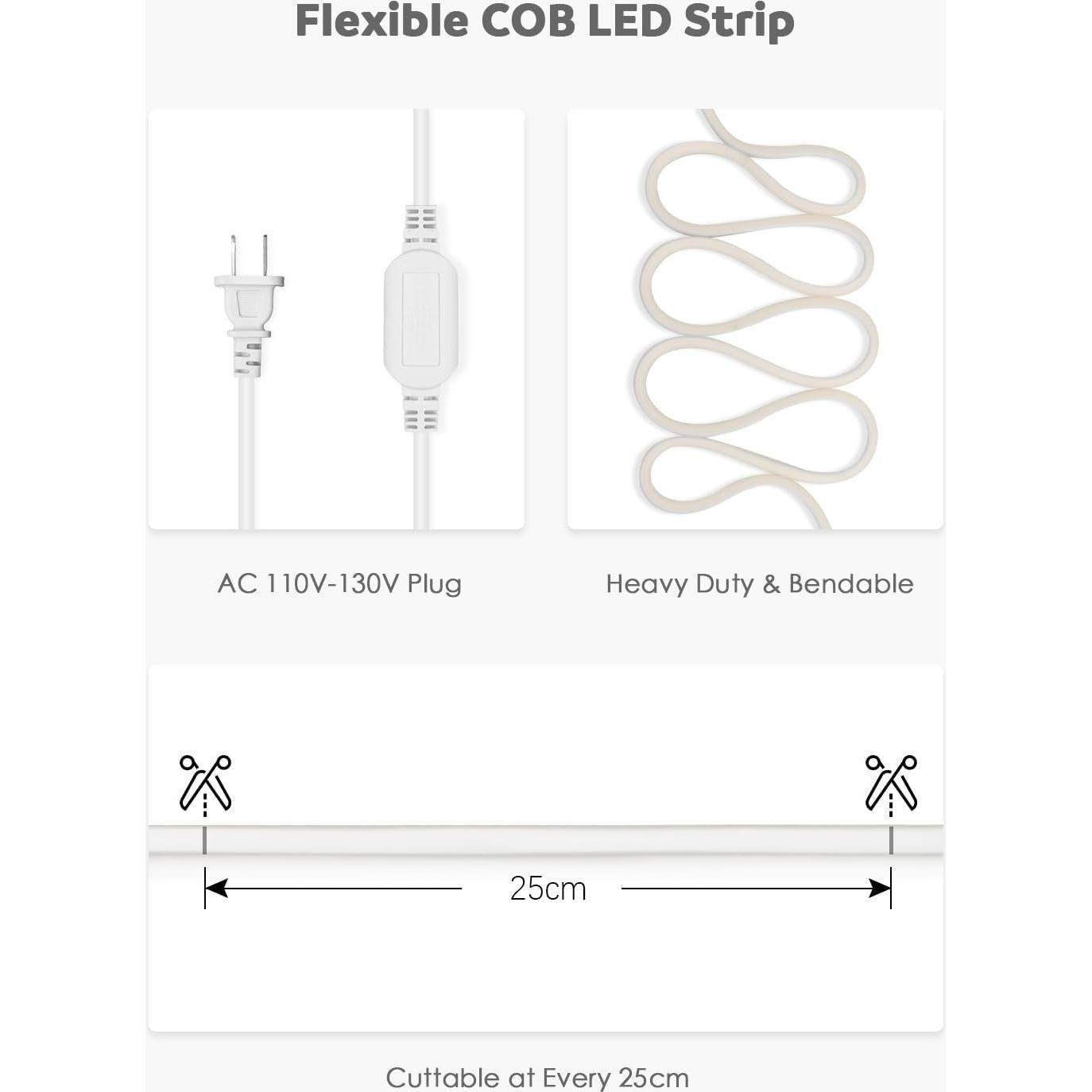 Tira LED COB 5M Blanco Cálido 3000K IP67 ALITOVE para Exterior