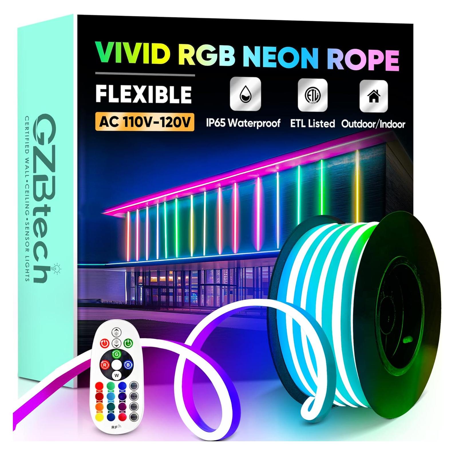 Cuerda de Luz LED Neón RGB 5M GZBtech Impermeable Control Remoto
