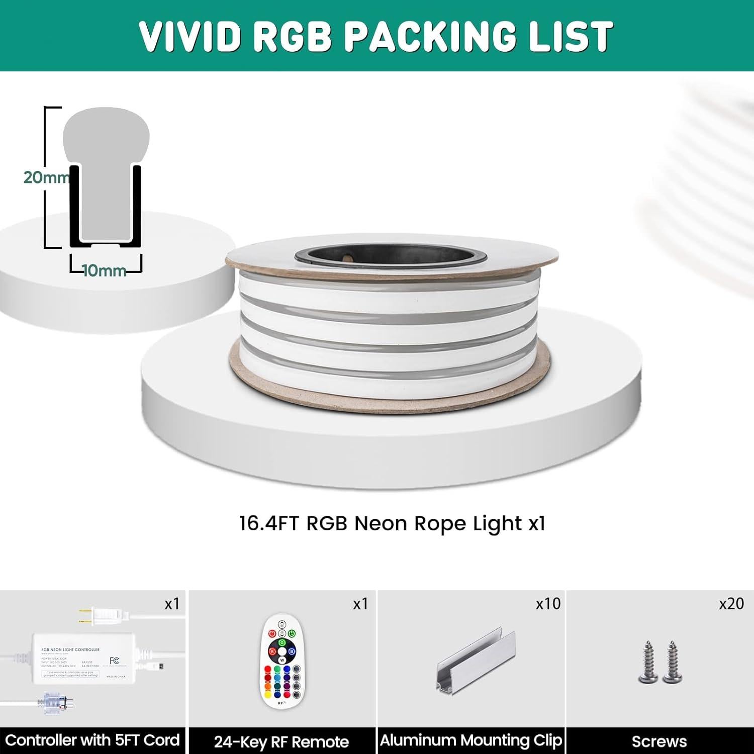 Cuerda de Luz LED Neón RGB 5M GZBtech Impermeable Control Remoto