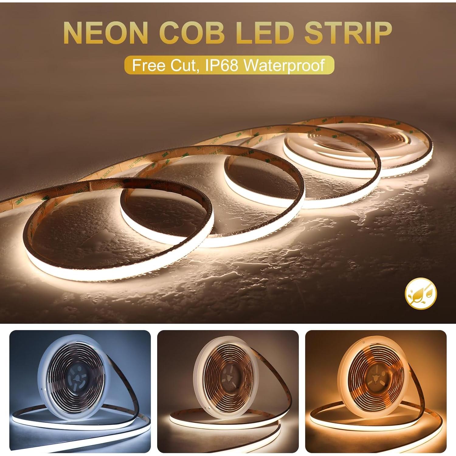 Tira de luz LED neón MALIIGAZA 5m 4000K IP68 cortable