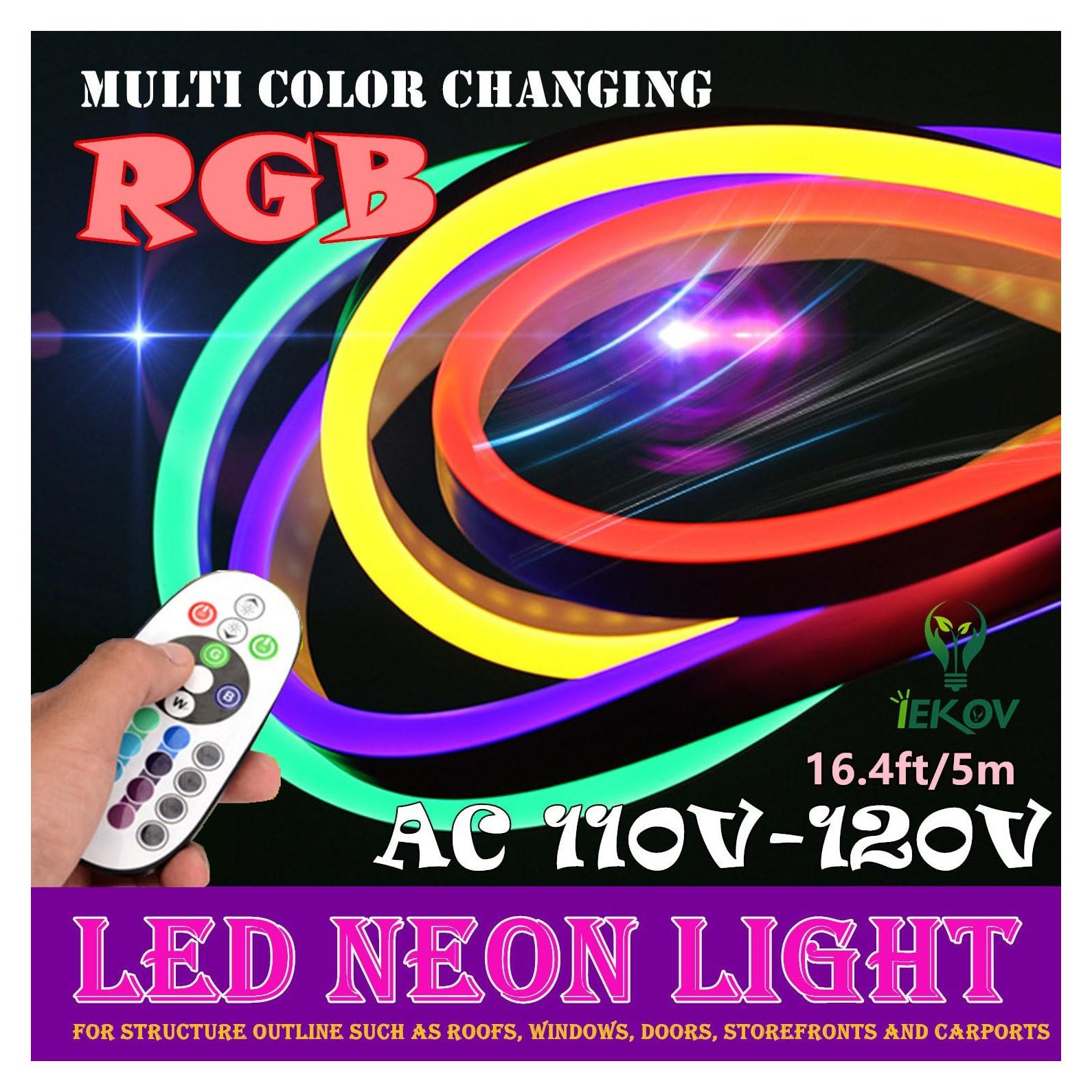 Tira de luz LED Neon RGB 5m IEKOV a prueba de agua