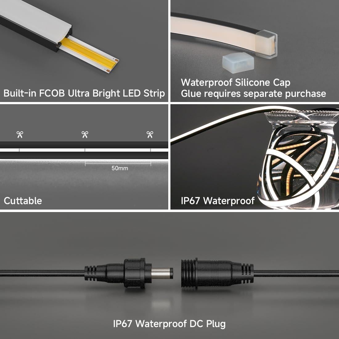 Cinta LED FCOB BTF-LIGHTING 5M IP67 Blanco Cálido 2700K