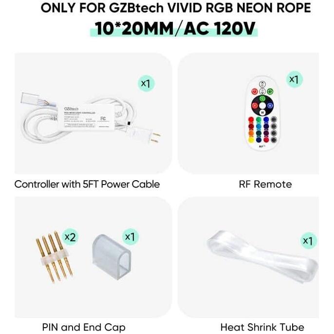 Kit Controlador RGB Neon GZBtech 5FT con Control Remoto