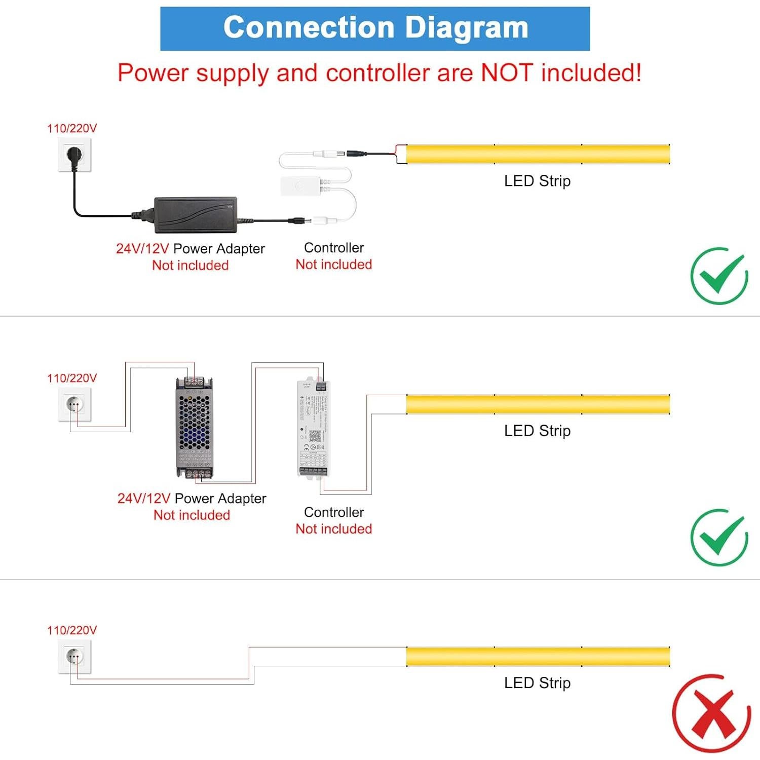 Tira de luz LED COB MALIGAZA 5m 12V 6000K 400 LEDs/m