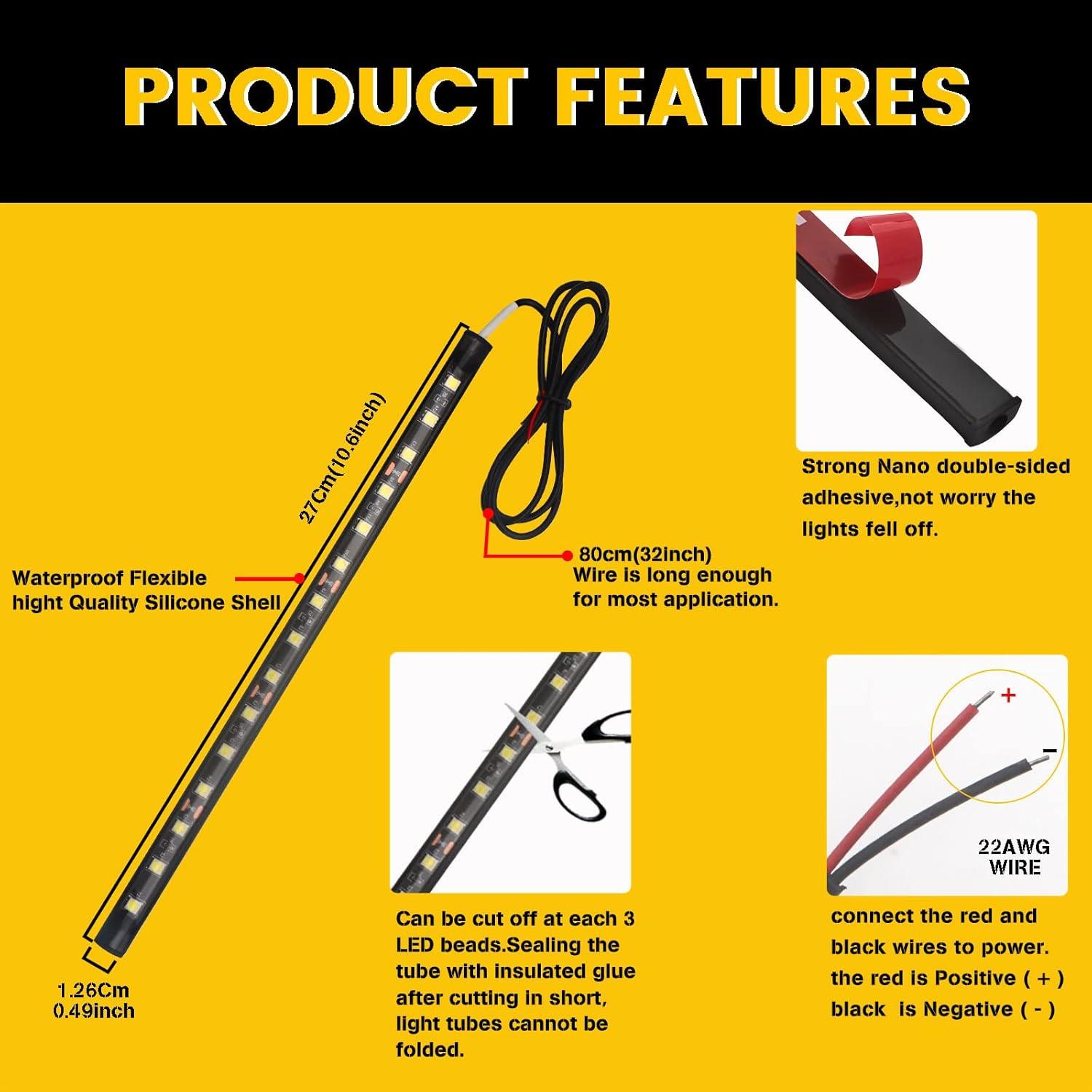 Luces de tira LED verde YM E-Bright 27CM impermeables 4 piezas