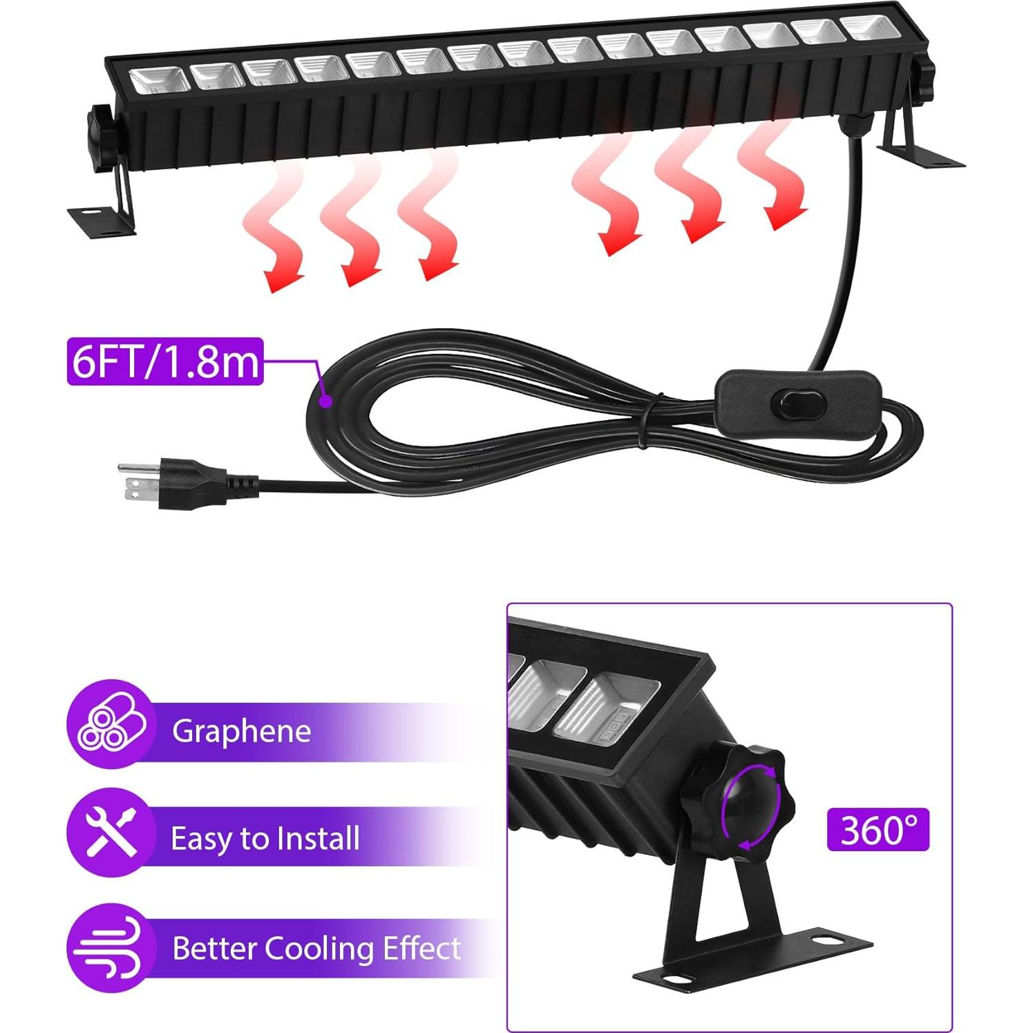 Barra de luz negra LED 36W ISUERFY, 1.5m, 120°