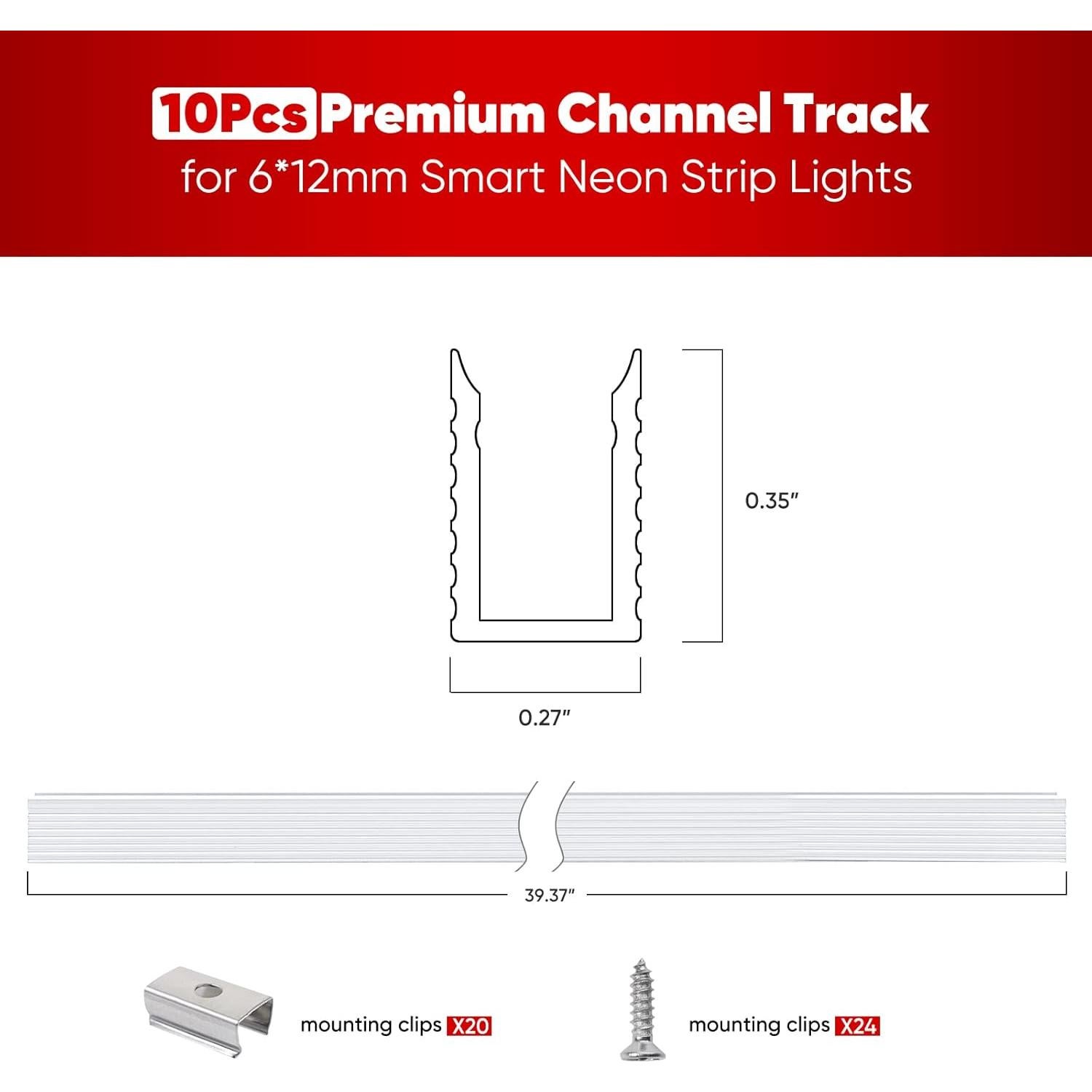 Soporte de Montaje Aluminio Shine Decor 1M para Luces LED 6x12mm