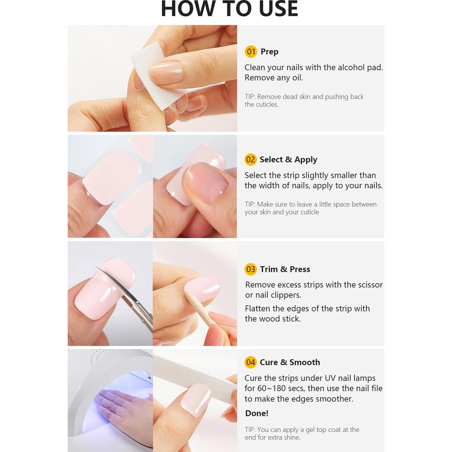 Tiras de Uñas de Gel Semi-Curadas AutyaMee Rosa Caliente 20 Pzas