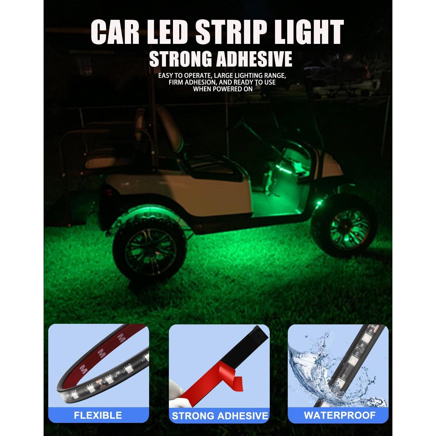 Tira de luz LED verde impermeable Keiurot 32.3cm 12V - Paquete de 4