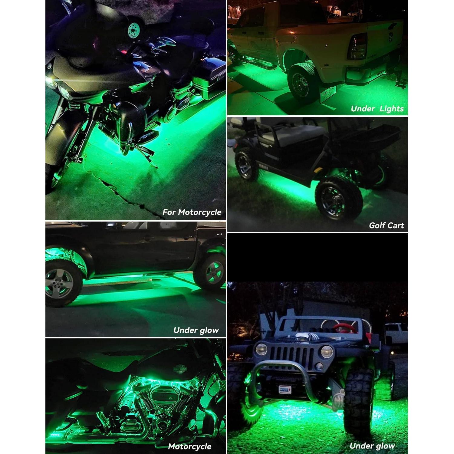 Tira de luz LED verde impermeable Keiurot 32.3cm 12V - Paquete de 4