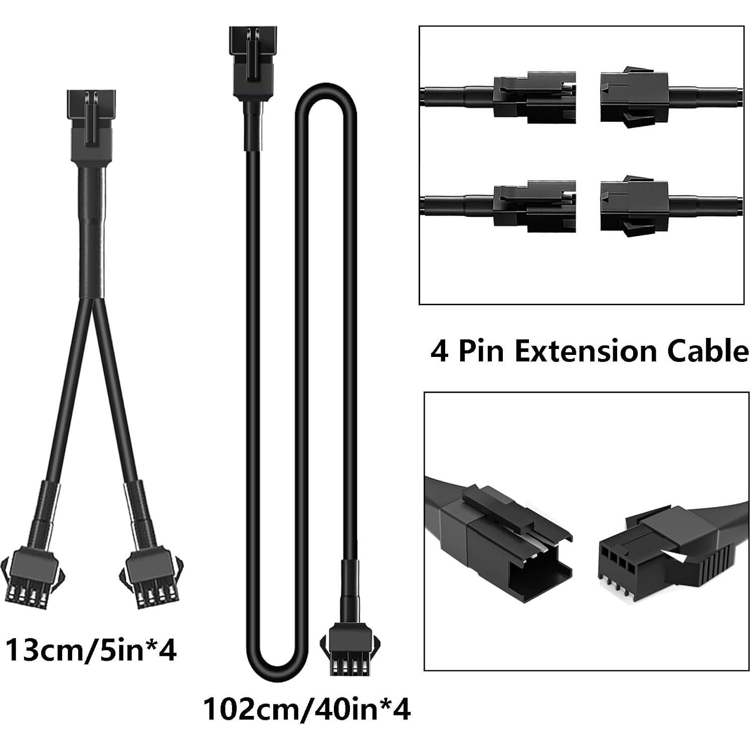 Juego de Cables de Extensión Hovano 4PCS 102 cm 4Pin LED Multicolor