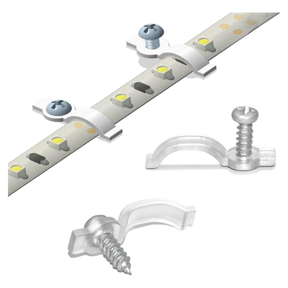 100 Soportes Clips Fijación GRIVER para Luces de Tira 10mm