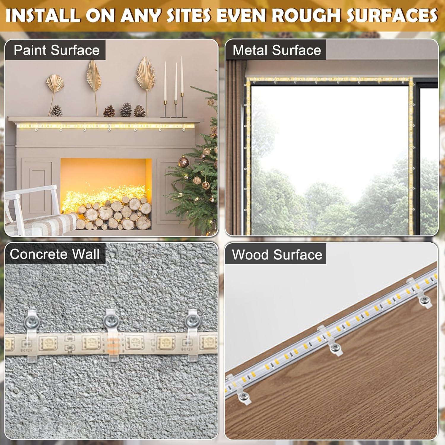 100 Soportes Clips Fijación GRIVER para Luces de Tira 10mm