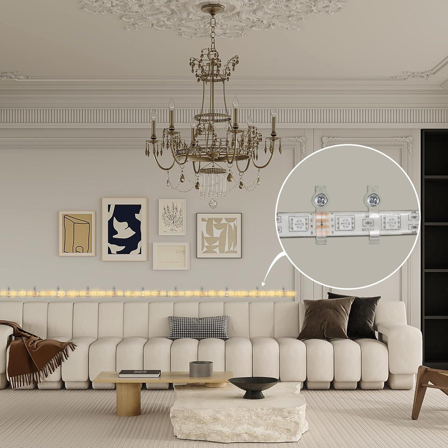 100 Soportes Clips Fijación GRIVER para Luces de Tira 10mm