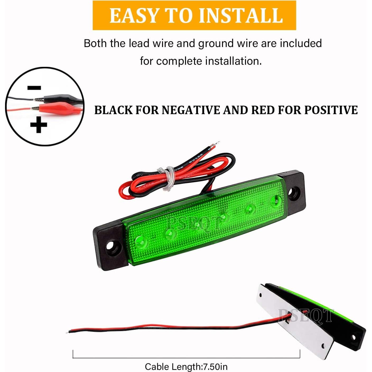 Luces LED de Tira de Roca PSEQT 10 Pcs Verde IP67 12V