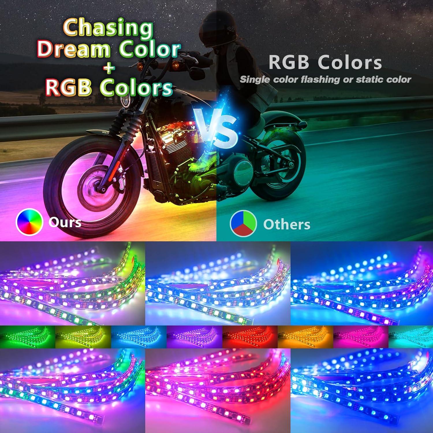 Kit de Luces LED RGB ZONECONA para Motocicleta 12PCS IP68