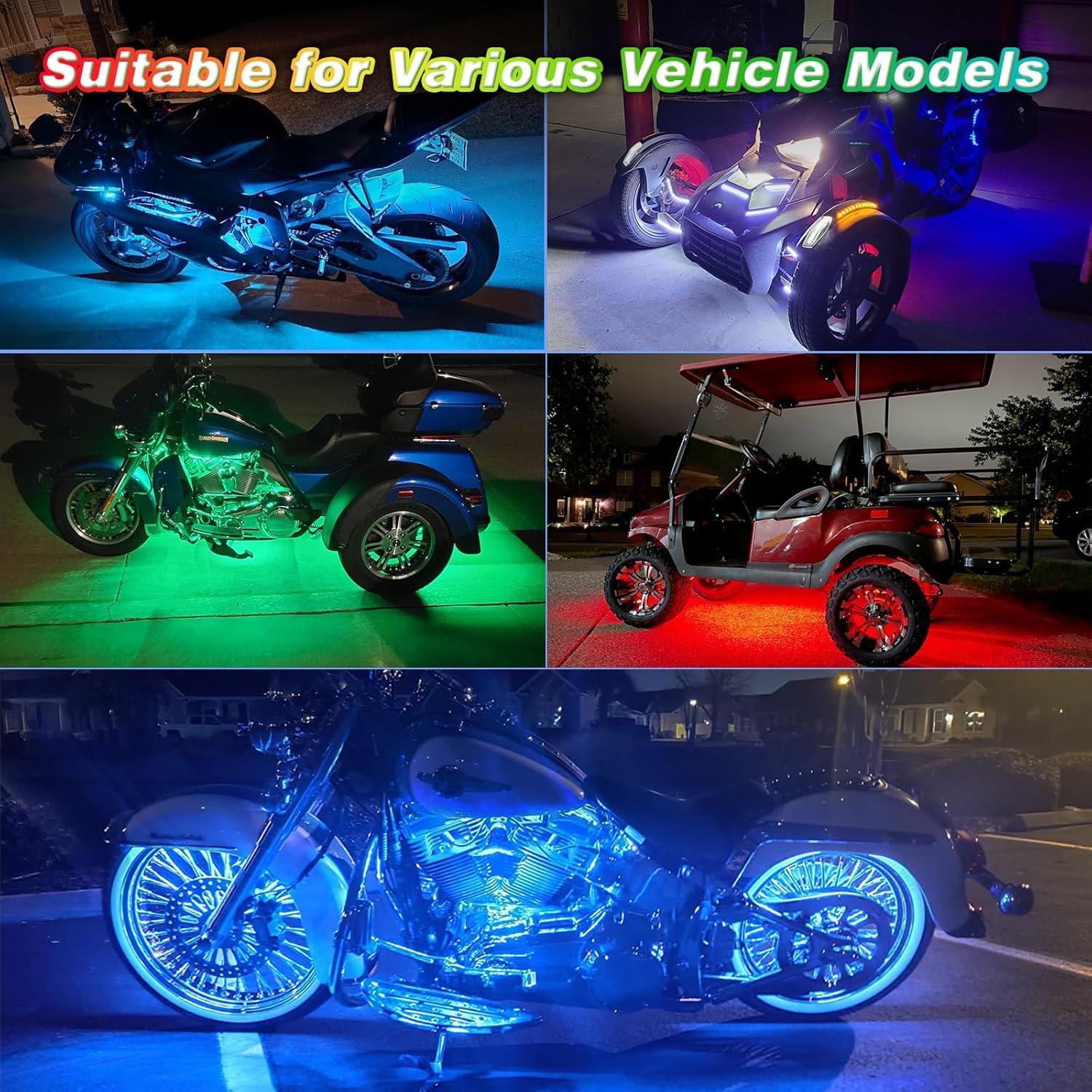 Kit de Luces LED RGB ZONECONA para Motocicleta 12PCS IP68