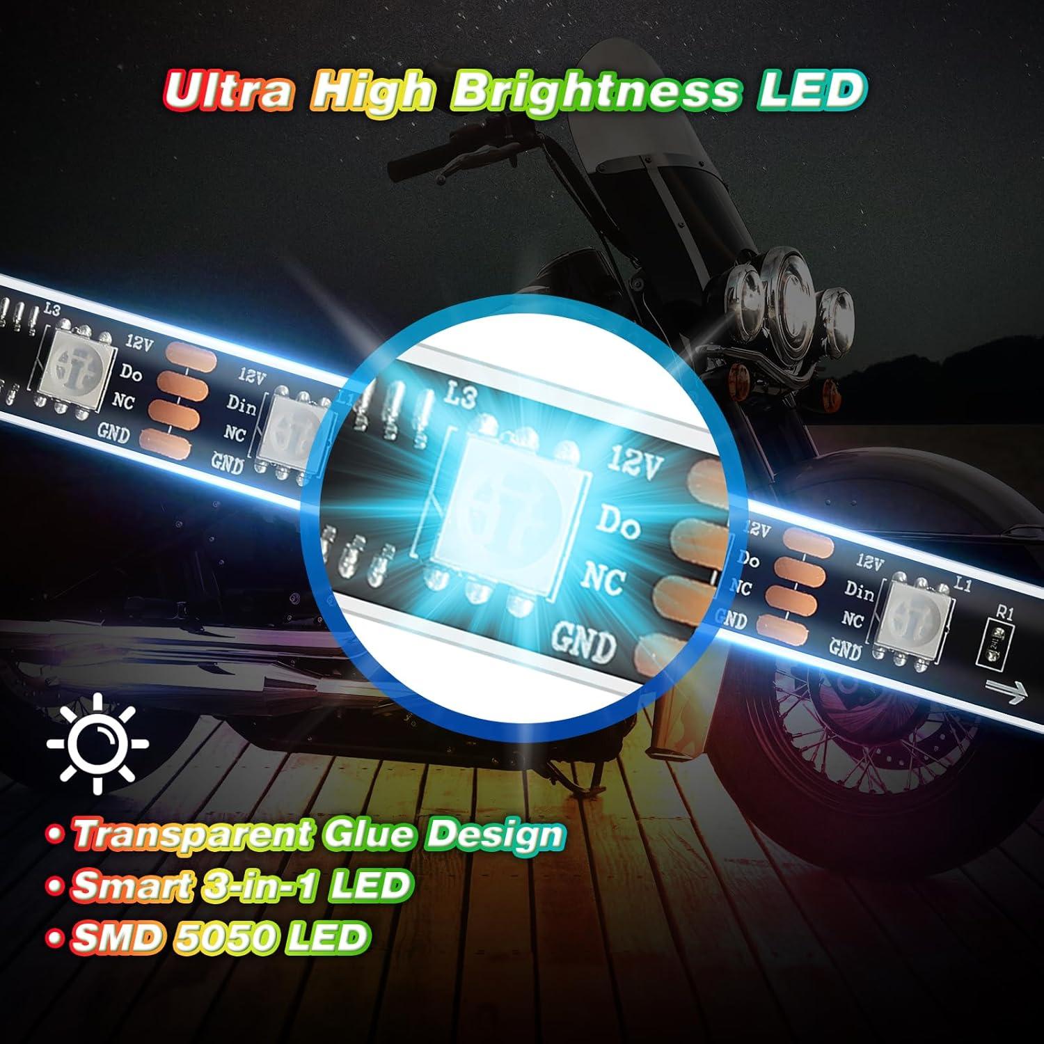 Kit de Luces LED RGB ZONECONA para Motocicleta 12PCS IP68
