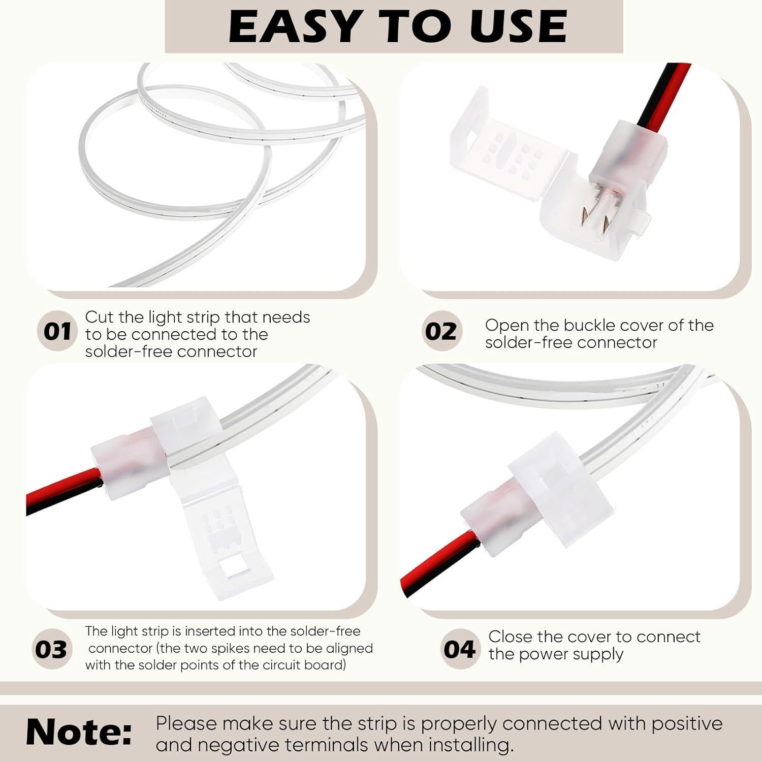 10 Conectores LED Neon 12V Sin Soldadura Relaxweex 6x12mm
