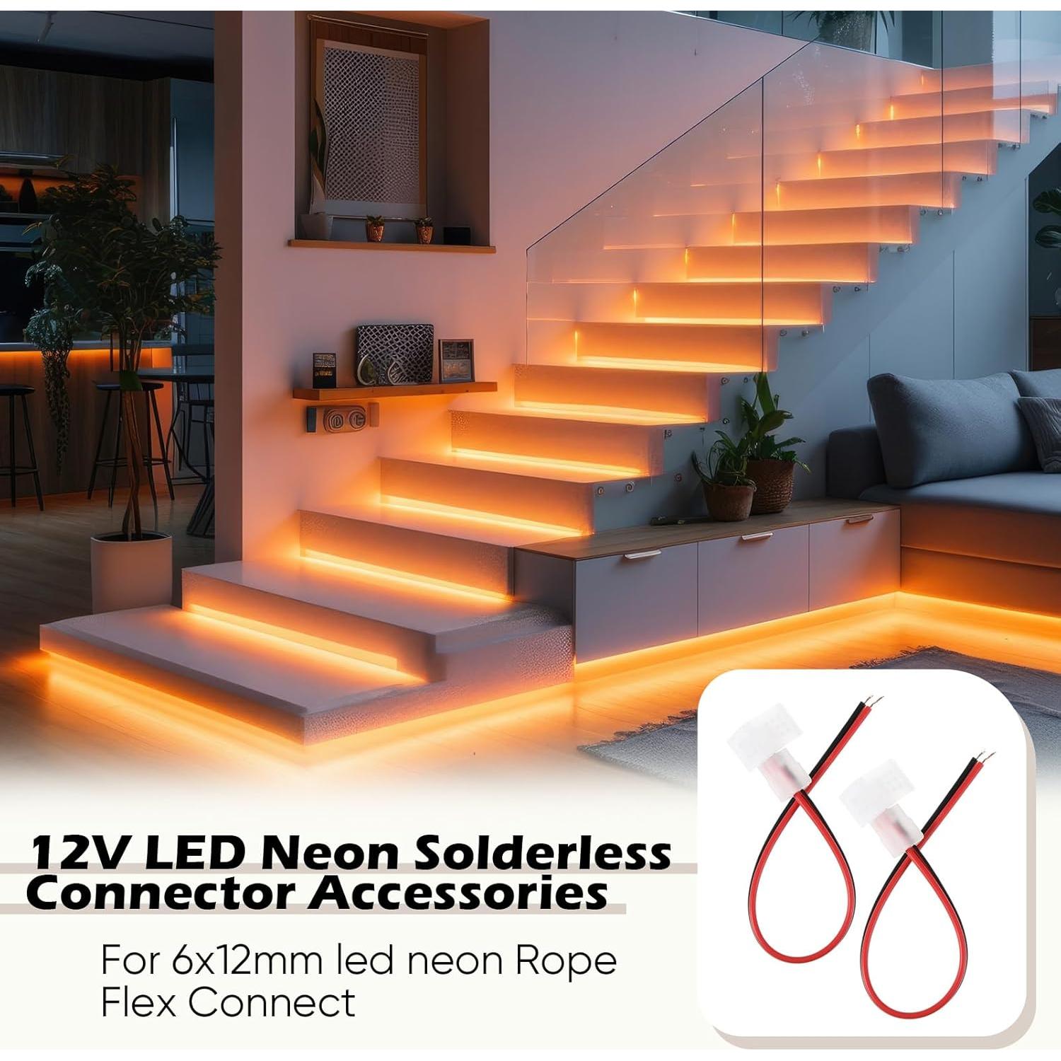 10 Conectores LED Neon 12V Sin Soldadura Relaxweex 6x12mm