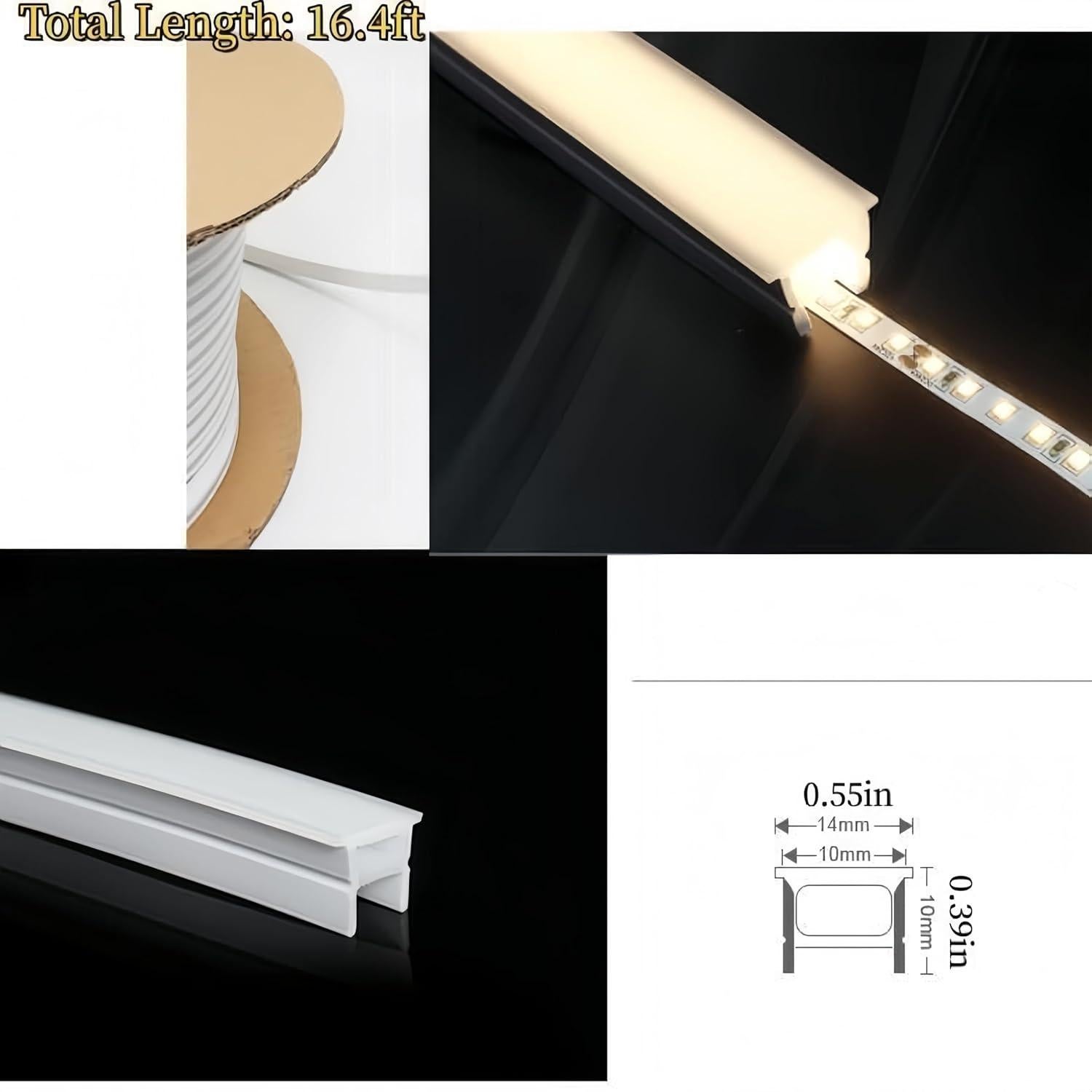 Canal LED de Silicona KSDLMPA 5M IP67 10x10mm para Tiras