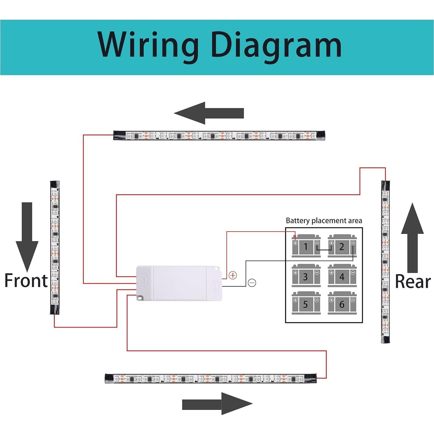Kit de luces LED Underglow 10L0L 4 PCS, 24 modos, impermeable