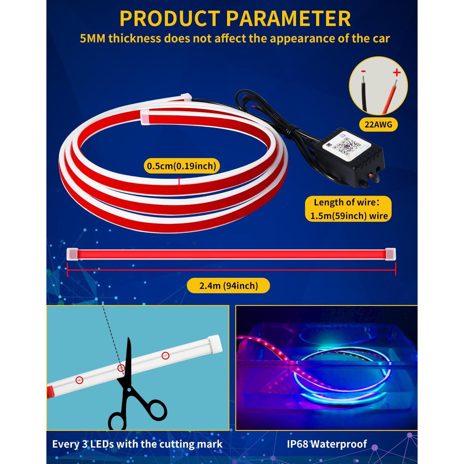 Tira de Luz LED RGB Multicolor DUOFU365 2.4M Impermeable