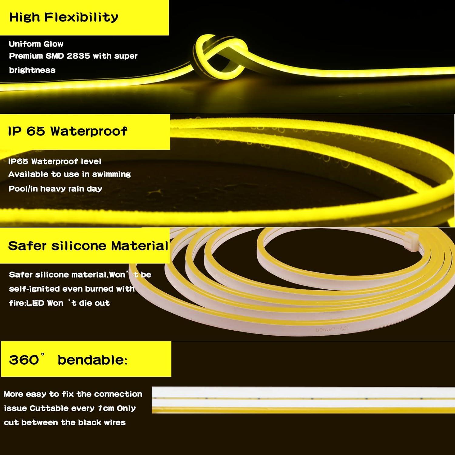 Tira de luces LED Meijiajia 5.08m Amarillo 12V Impermeable