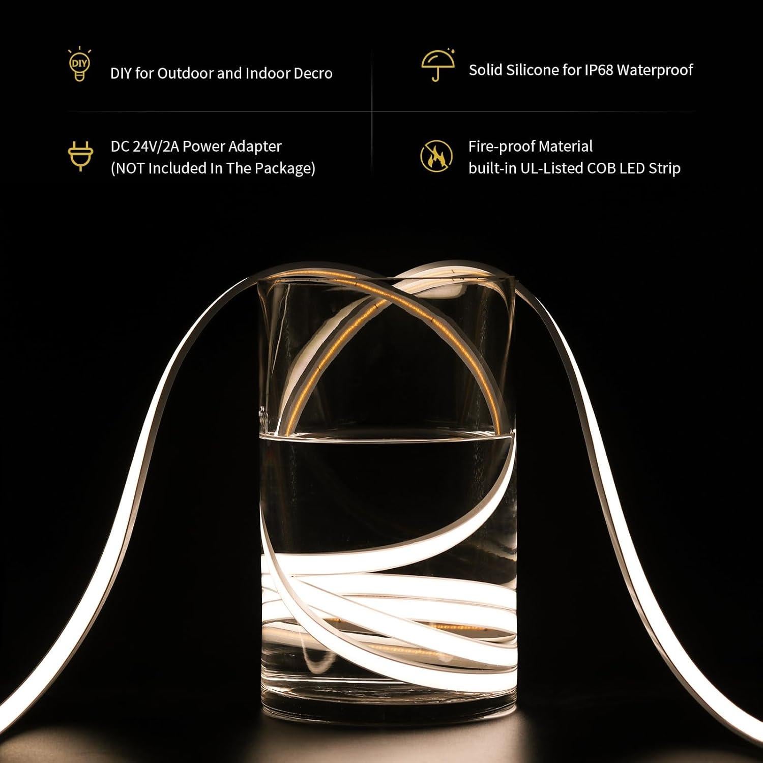 Tira LED Neon COB PAUTIX 5m 4000K IP68 Impermeable 504 LEDs/m