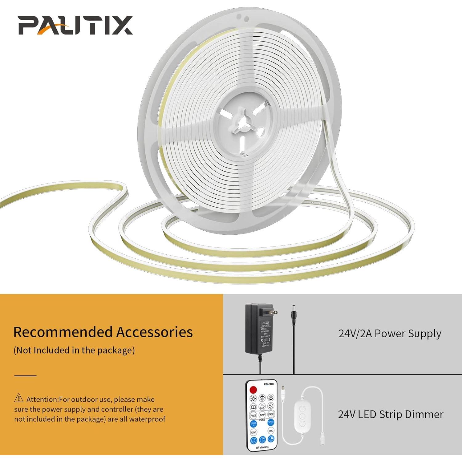 Tira LED Neon COB PAUTIX 5m 4000K IP68 Impermeable 504 LEDs/m