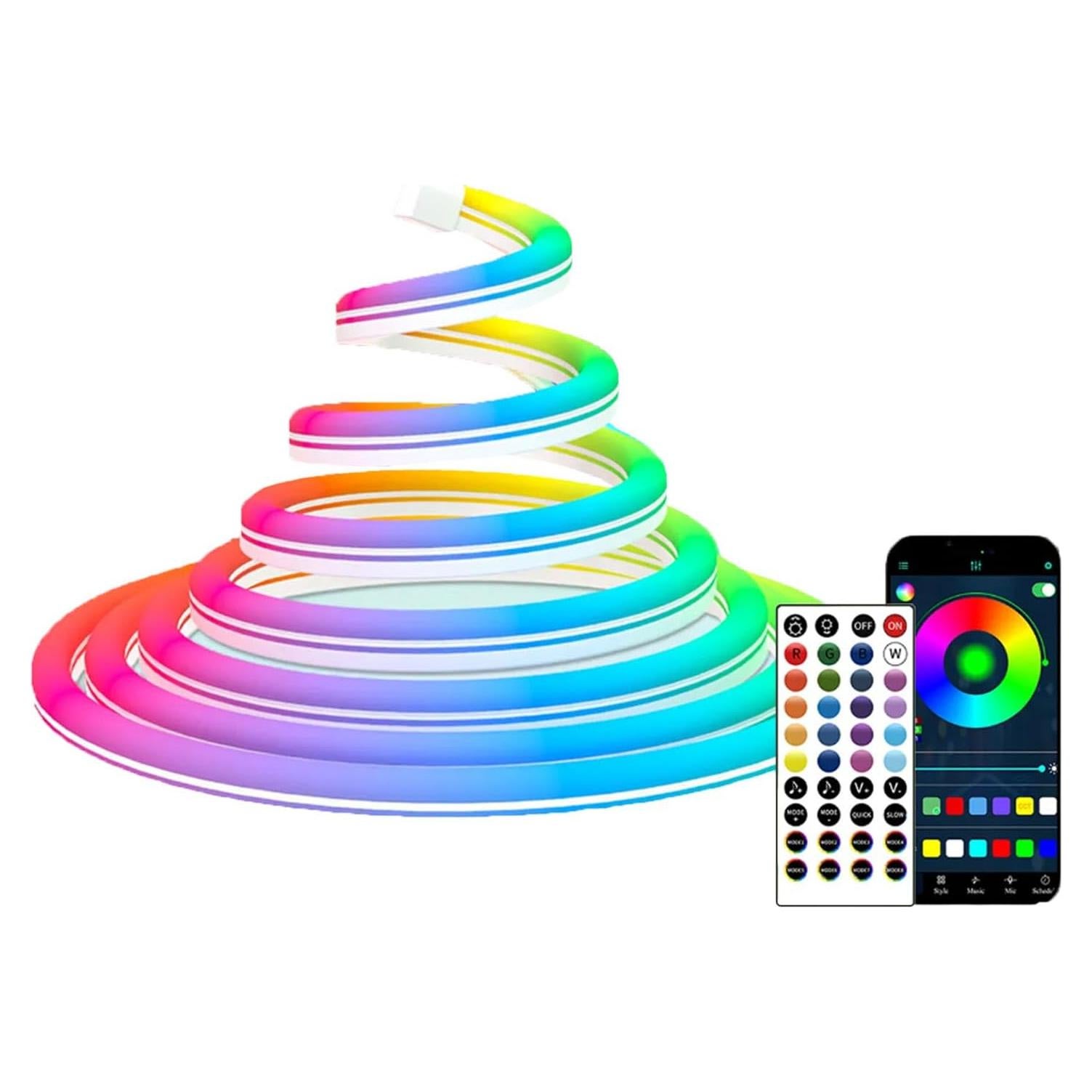 Tira de Luces LED Neón 5m Heromind IP67 Control APP RGB