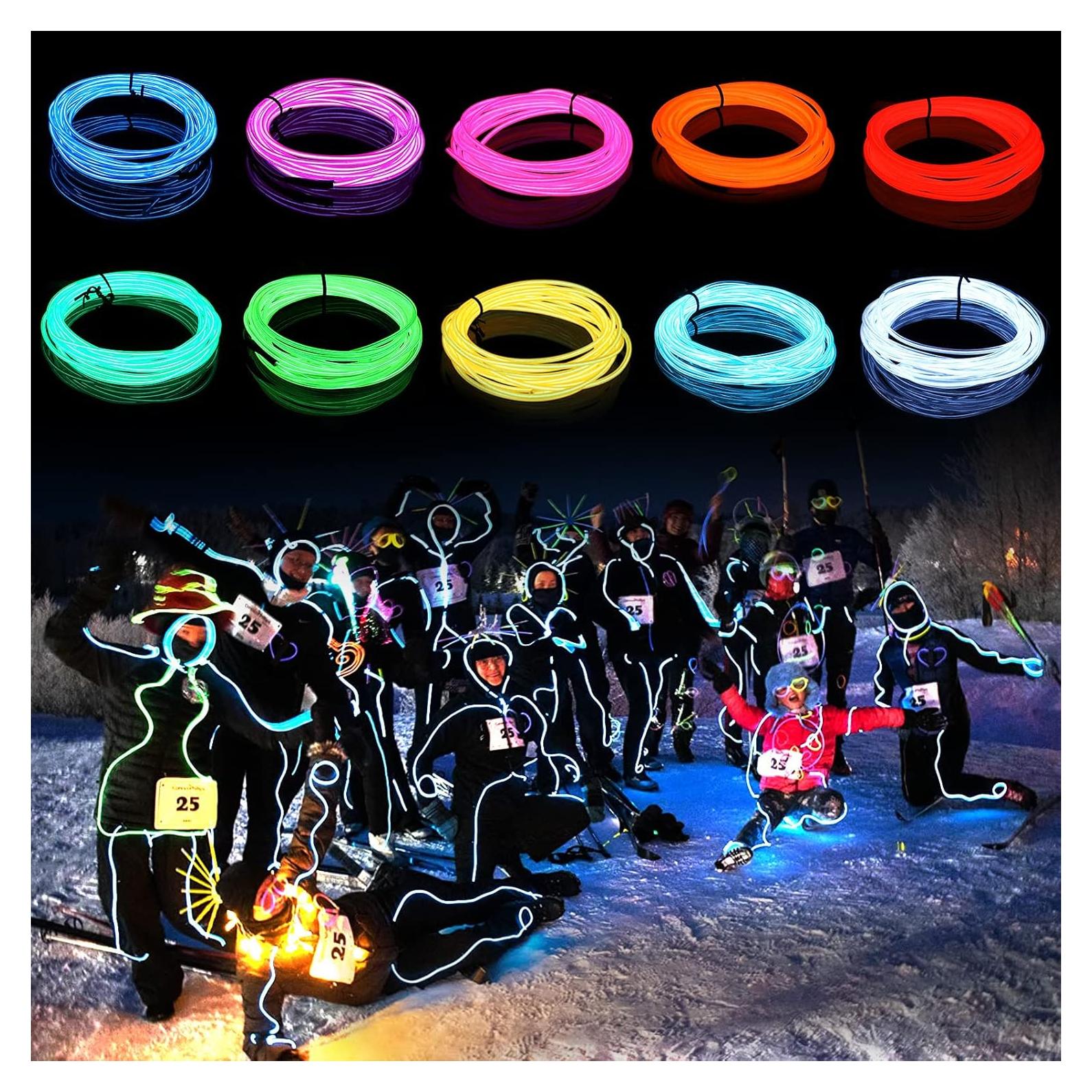 Paquete de 10 Cables de Neón EL Melndiea 2.99m Multicolor